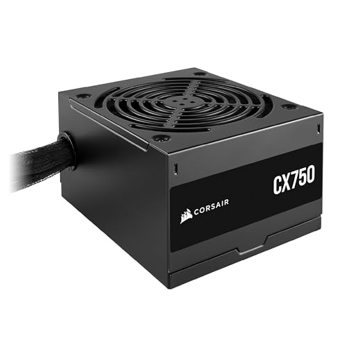 CORSAIR CX750 ATX 750W Alimentation - Certifiée 80 Plus Bronze - Faible Bruit - Câbles gainés - Non Modulaire - EU - Noir