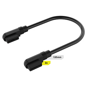 Corsair CA�ble Corsair iCUE LINK 2x 135 mm avec connecteurs Slim 90A� Black