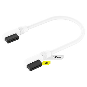 Corsair CA�ble Corsair iCUE LINK 2x 135mm avec connecteurs Slim 90A� White