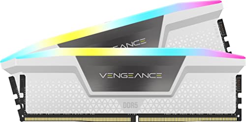CORSAIR Vengeance RGB DDR5 RAM 32Go (2x16Go) Jusqu'à 6000MHz CL36 Intel XMP Mémoire Informatique Compatible iCUE - Blanc (CMH32GX5M2E6000C36W)