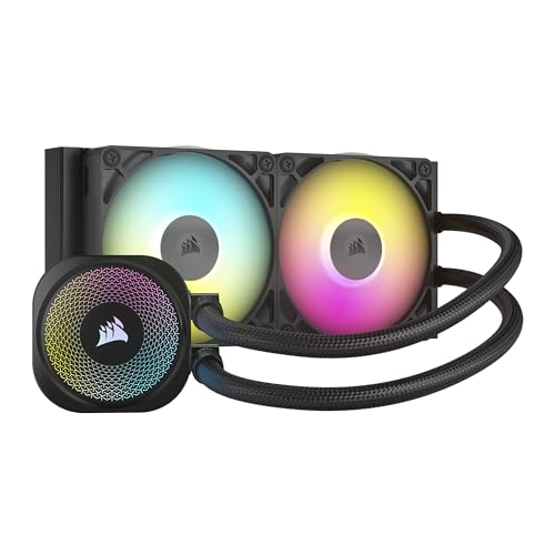 CORSAIR iCUE Link Titan 240 RX RGB Refroidisseur Liquide pour CPU – 240mm AIO – 2X RX120 Ventilateurs RGB Inclus – Convient à Intel LGA 1851 1700, AMD AM5 AM4 – Hub du Système iCUE Link Inclus – Noir