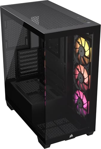 CORSAIR iCUE LINK 3500X RGB Boîtier PC ATX Mid-Tower à Double Chambre – Verre Trempé Panoramique, Connexion Inversée Compatible avec La Carte Mère, 3X Ventilateurs iCUE Link RX120 RGB Inclus – Noir