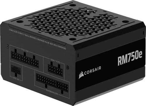 CORSAIR RM750e (2025) Alimentation ATX entièrement modulaire et silencieuse avec câble 12V-2x6 - Compatible ATX 3.1 et PCIe 5.1, efficacité Cybenetics Gold, condensateurs évalués à 105°C - Noir