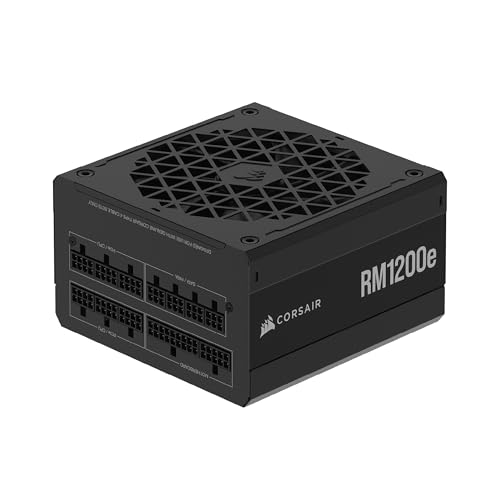 CORSAIR RM1200e (2023) Alimentation ATX Entièrement Modulaire à Faible Niveau de Bruit avec Câble 12V-2x6 – ATX 3.1 Conformité PCIe 5.1, Cybenetics Platinum, Condensateurs Résistant à 105°C - Noir