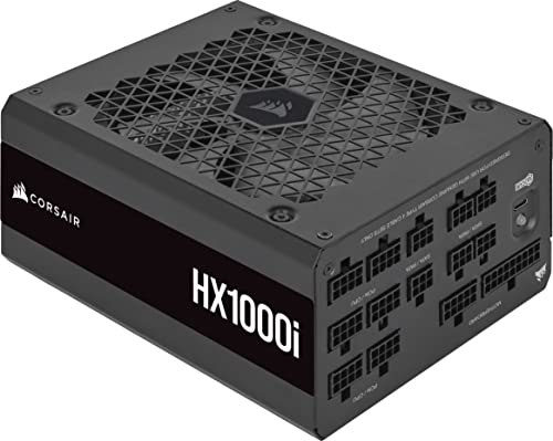 Corsair HX1000i Alimentation ATX Entièrement Modulaire à Très Faible Bruit - Compatible ATX 3.1 et PCIe 5.1 - Compatible Avec le Logiciel CORSAIR iCUE - Efficacité 80 PLUS Platinum - Noir
