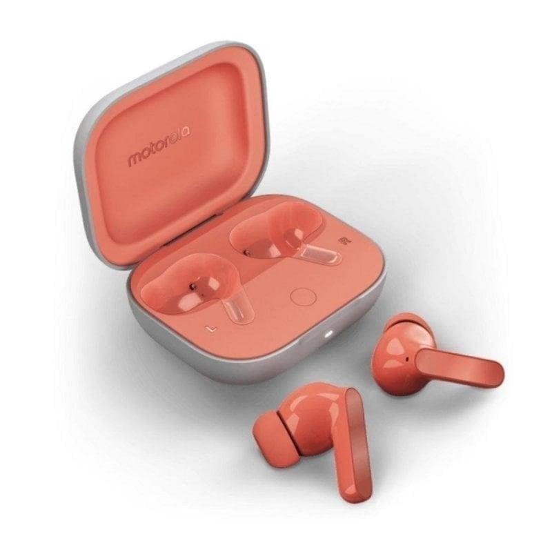 Motorola Auriculaires Motorola Moto Buds Peach Pink sans fil Bluetooth avec Réduction de Bruit, Micro et étui de charge, Pink