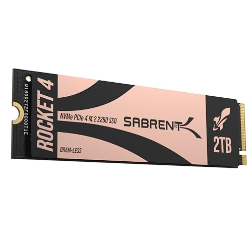 SABRENT M.2 NVMe SSD 2To Gen 4 х4 sans DRAM, SSD Interne 7400Mo s en Lecture, PCIe 4.0 2280, Disque Dur Interne Haute Performance, Compatible avec Les PC, Laptops et Desktops (SB-RKT4L-2TB)