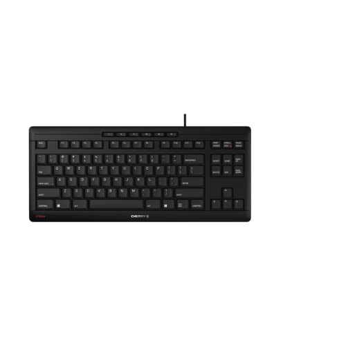 CHERRY STREAM KEYBOARD TKL, clavier mécanique filaire sans pavé numérique, Disposition US (QWERTY), Frappe silencieuse, Sensation de frappe unique, Noir