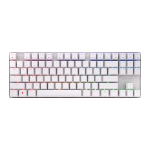 Cherry MX 8.2 TKL Clavier de jeu sans fil compact TenKeyLess. Touches mécaniques en ABS avec rétroéclairage RVB à 87 touches. MX Interrupteur rouge. Étui de transport en aluminium inclus.