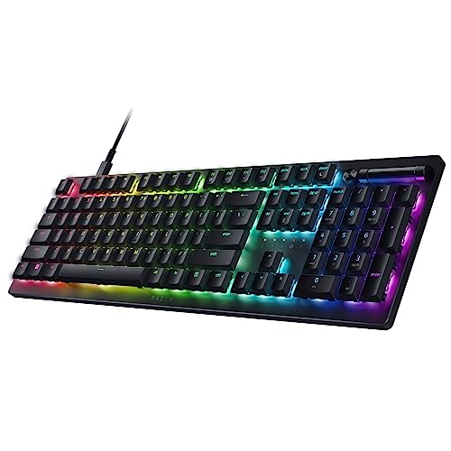 Razer DeathStalker V2 Clavier de jeu commutateurs optiques à profil bas linéaire rouge – Touches revêtues durables – Plaque supérieure en aluminium – Rouleau multifonction et bouton multimédia