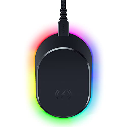 Razer Mouse Dock Pro avec rondelle de Chargement sans Fil Chargement magnétique sans Fil - Émetteur-récepteur HyperPolling 8K Hz intégré - Base antidérapante - Éclairage RVB Chroma - Noir Classique