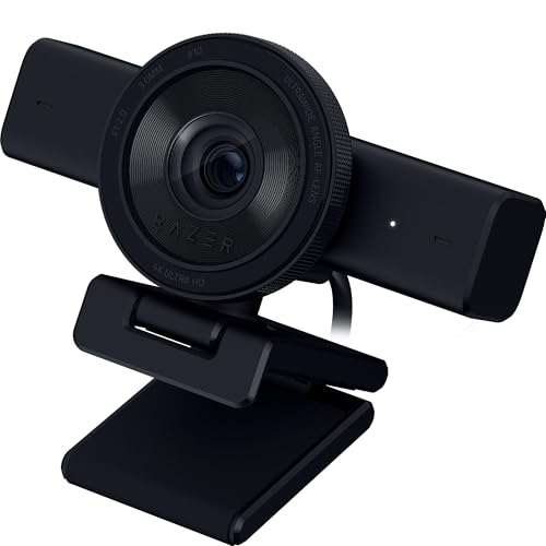 Razer Kiyo V2 Webcam en Streaming 4K 30 fps, 1080p 60 fps – Cadrage Automatique alimenté par IA – Microphone intégré – Objectif d'angle Ultra Large – Protection de la Vie privée – Fonctionne avec