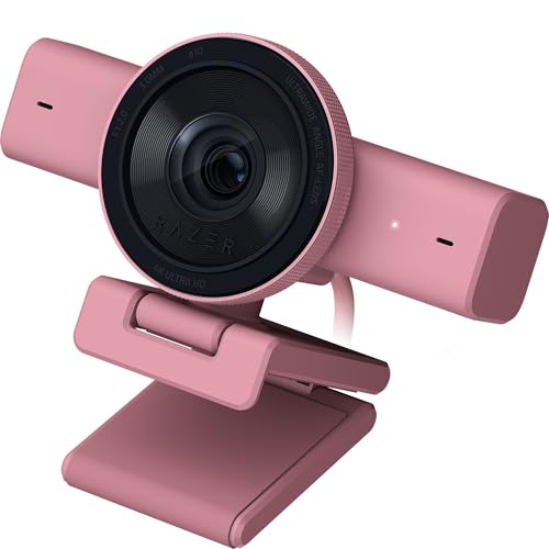 Razer Webcam Streaming Kiyo V2 4K 30 FPS, 1080p 60 FPS - Cadrage Automatique alimenté par IA - Microphone intégré - Objectif Ultra Grand Angle - Couverture de confidentialité - Fonctionne avec OBS