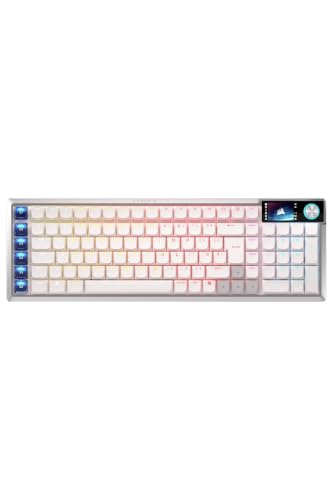 Corsair Vanguard AIR 99 Wireless Low-Profile Clavier Gaming Optique-Mécanique RGB - QWERTY UK, Disposition à 99 , Commutateurs OPX, Hyperpolling 8000Hz, Intégration Stream Deck, Flashtap SOCD - Blanc
