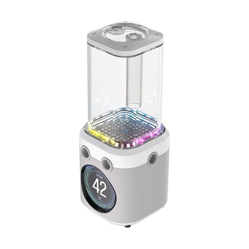 CORSAIR iCUE Link XD6 RGB Elite LCD Pump Reservoir – Pompe FlowDrive Max, Écran LCD IPS 480x480, Capteur de Température Intégré, 22 LEDs RGB Adressables, Réservoir Nylon 440ml – Blanc