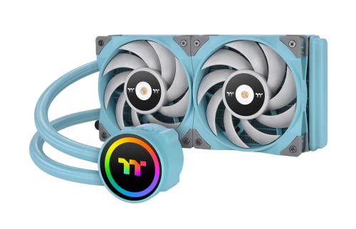Thermaltake TOUGHLIQUID 240 ARGB Sync Carte mère – Turquoise Edition AMD AM5 Intel LGA1700 Système de Refroidissement Liquide Tout-en-Un 240 mm Radiateur CPU Cooler CL-W319-PL12TQ-A