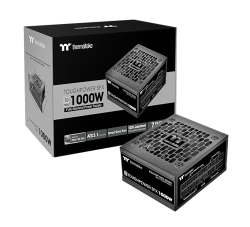 Thermaltake Toughpower SFX PS-STP-1000FNFAPU-1 Bloc d'alimentation Standard 80Plus Platinum ATX 3.1 1000 W 12 V-2 x 6 Connecteur 600 W entièrement modulaire Ventilateur FDB 90 mm