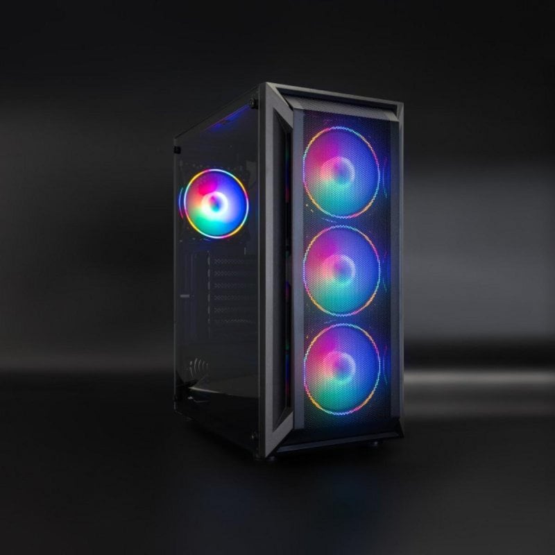 tooq Ragnärok Boîtier Gaming TQGCC101-B Acier Black Midi Tower avec Ventilation 120mm