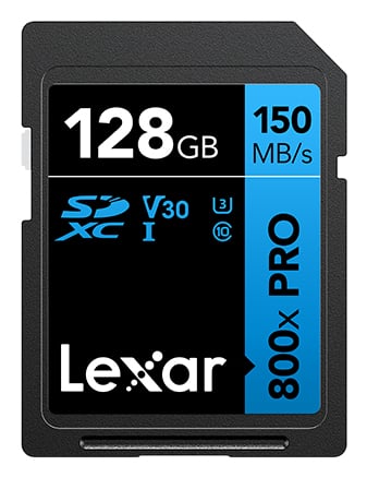 Lexar Carte SD Lexar hautes performances 800xPRO 128 Go UHS-I 150 Mo s V30 U3 résistante
