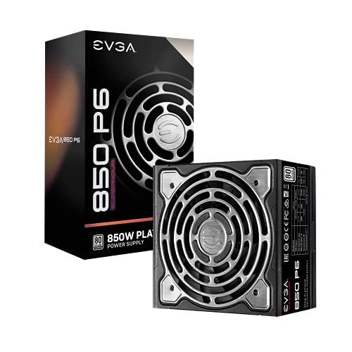 EVGA Supernova 850 P6, 80 Plus Platinum 850 W, entièrement modulaire, mode Eco avec ventilateur FDB, avec autotesteur de mise sous tension, taille compacte de 140 mm, alimentation 220-P6-0850-X1