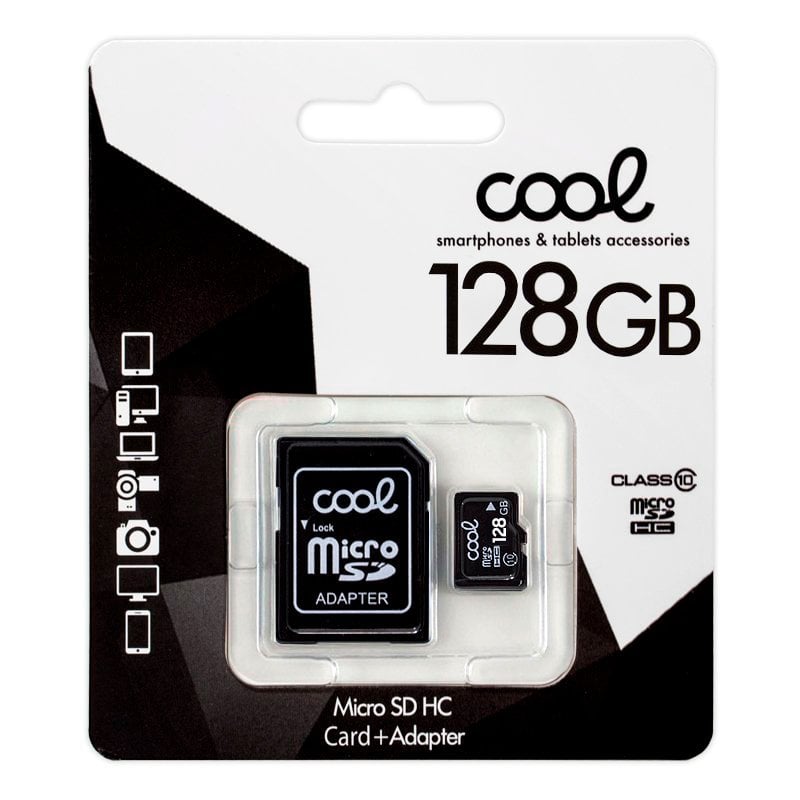 Cool Carte mémoire Cool Micro SD HC 128 Go classe 10 adaptateur