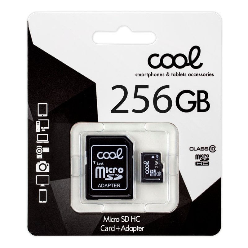 Cool Cool Carte Mémoire Micro SD 256 Go Classe 10 Adaptateur