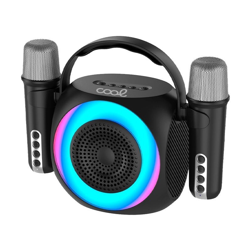 Cool Cool Mini Karaoke Party Enceinte Bluetooth Portable 6W 2 Microphones Black
