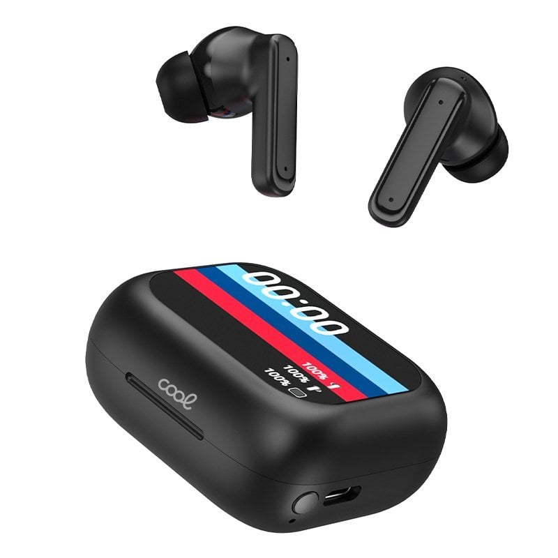 Cool Cool Ambient Casque stéréo sans fil Bluetooth ANC avec écran LCD Black