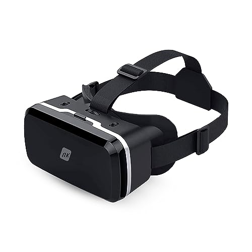 NK Casque Réalité Virtuelle - Casque VR Compatible avec iPhone Android (4.7 - 6,53 ) Vision Angle 90-100 Degrés, Rotation 360°, Réglage Objectif et Pupille Réglable - Noire