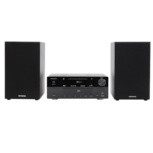 AIWA MSBTU-550 Mini système Hi-FI stéréo 50 W RMS avec Bluetooth 5.0, CD MP3, USB (Lecture et Charge), Radio FM-PLL, AUX RCA 3,5 mm, Hyperbass, DSP Noir