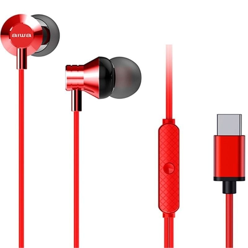 Aiwa Aiwa ESTM_50USB_C_RD Écouteurs intra-auriculaires avec microphone Red