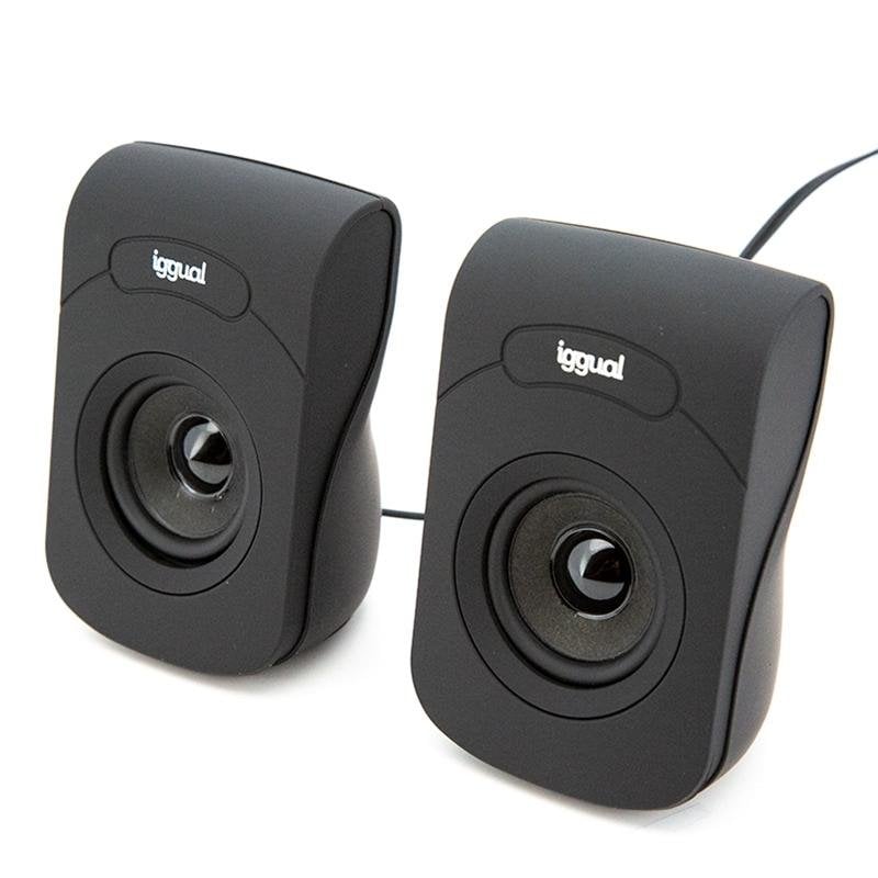 iggual Haut-parleurs iggual 2.0 filaires USB 6W avec mini-jack et contrôle de volume