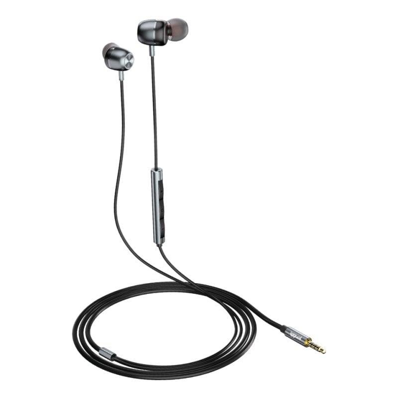 iggual Écouteurs iggual filaires Jack 3,5 mm intra-auriculaires avec micro et commandes, noirs