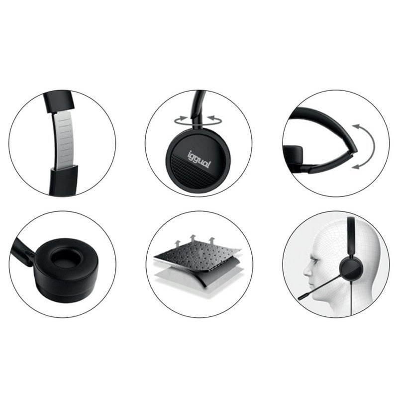 iggual Dual Tech Casque avec Microphone Black