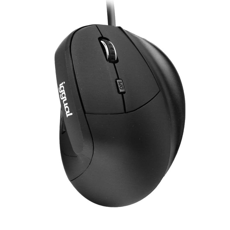 iggual Ratón iggual ERGO-V USB 2400 DPI Black Ergonomique Main Droite 6 Boutons