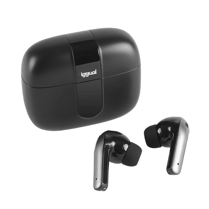 iggual Auriculaires iggual True Sound in-ear sans fil Bluetooth TWS appels et musique noirs