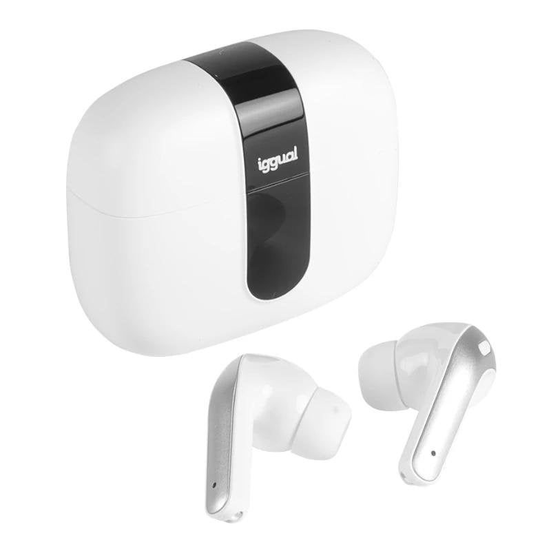 iggual Auriculaires iggual True Sound sans fil Bluetooth TWS appels musique IP44 blancs