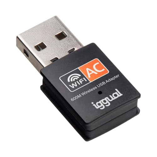 iggual Adaptateur USB WiFi 5 pour PC Vitesse 600Mbps Stick USB-A 2.0 Antenne Double Bande 5GHz 2.4GHz Dongle sans Fil Brochette PC WPA Compatible avec Windows, macOS, Linux Indicateur LED