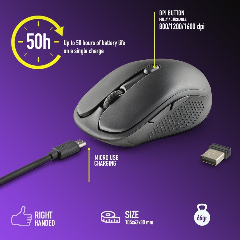ngs NGS EVO RUST souris Droitier RF sans fil Optique 1600 DPI