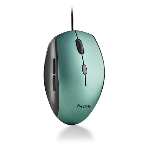 NGS Moth Ice - Souris Optique USB avec câble et Adaptateur USB-C, 5 Boutons Silencieux, DPI réglable 800 1200 1600, Ergonomique, Couleur Blanc Glace