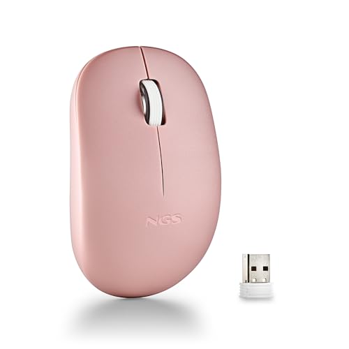 NGS Fog Pro Pink - Souris Optique sans Fil 1000 DPI, Nano USB, Boutons Silencieux, Plug Play, Ambidextre, Compatible avec PC, Mac et Laptop, Rose