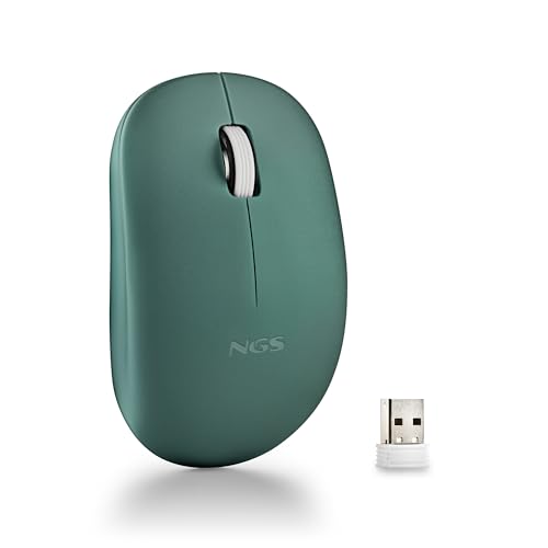 NGS Fog Pro Green - Souris Optique sans Fil 1000 DPI, Nano USB, Boutons Silencieux, Plug Play, Ambidextre, Compatible avec PC, Mac et Ordinateur Portable, Vert