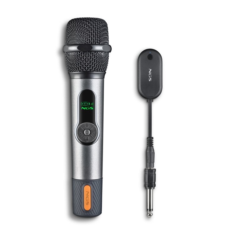 ngs Microphone cardioïde sans fil NGS 2,4 GHz avec écran LED et autonomie de 30 heures
