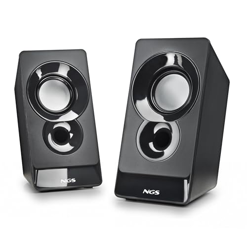 NGS SB210 - Enceintes Stéréo 12 W PC, Alimentées par USB, Entrée Jack 3,5 mm, Son Clair et Surround, Contrôle du Volume, Design Compact, Plug Play, Compatibles avec Les Ordinateurs et Les Portables