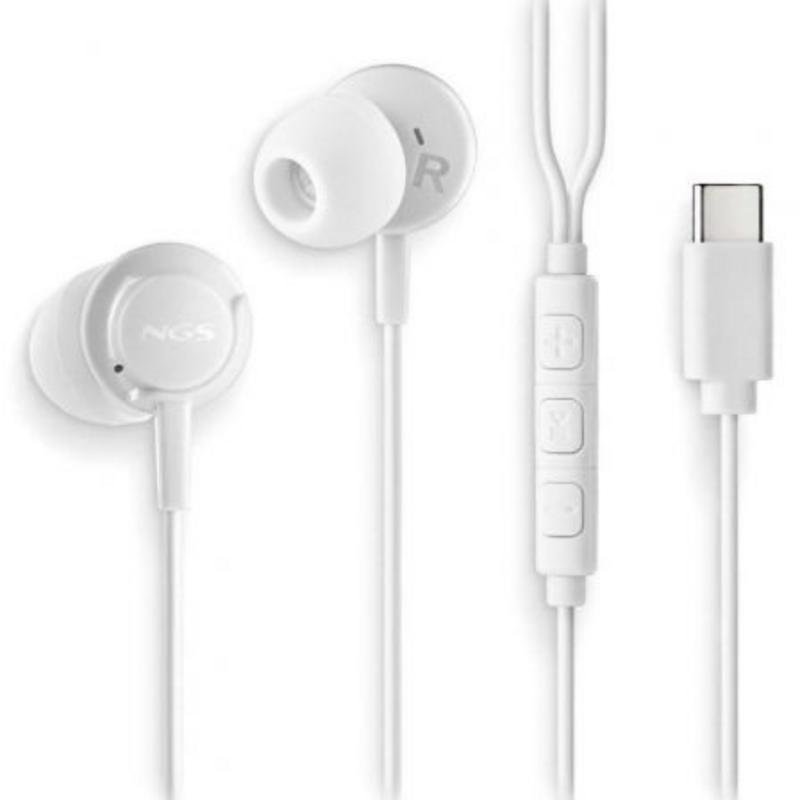 ngs Ecouteurs NGS Cross Step filaires USB-C avec microphone et contrôle volume Blancs
