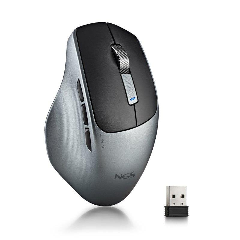 ngs Souris NGS Lush-RB Sans Fil Multimode 1600DPI Graphite Silencieuse USB-C