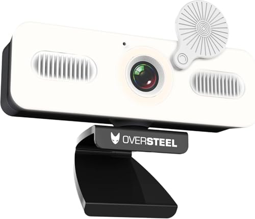 Oversteel - Bulat Webcam 1080P Full HD avec microphone et anneau lumineux, 60fps, USB 2.0, appel vidéo, enregistrement, conférence, PC Mac Notebook Tablette Chromebook