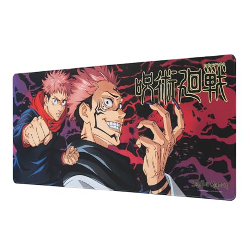 Grupo Erik - Tapis de Souris XXL Jujutsu Kaisen, Itadori et Sukuna - Tapis de Bureau 80 x 35 cm, sous Licence Officielle| sous Main Bureau, Accessoire pour PC, Tapis de Souris Gamer