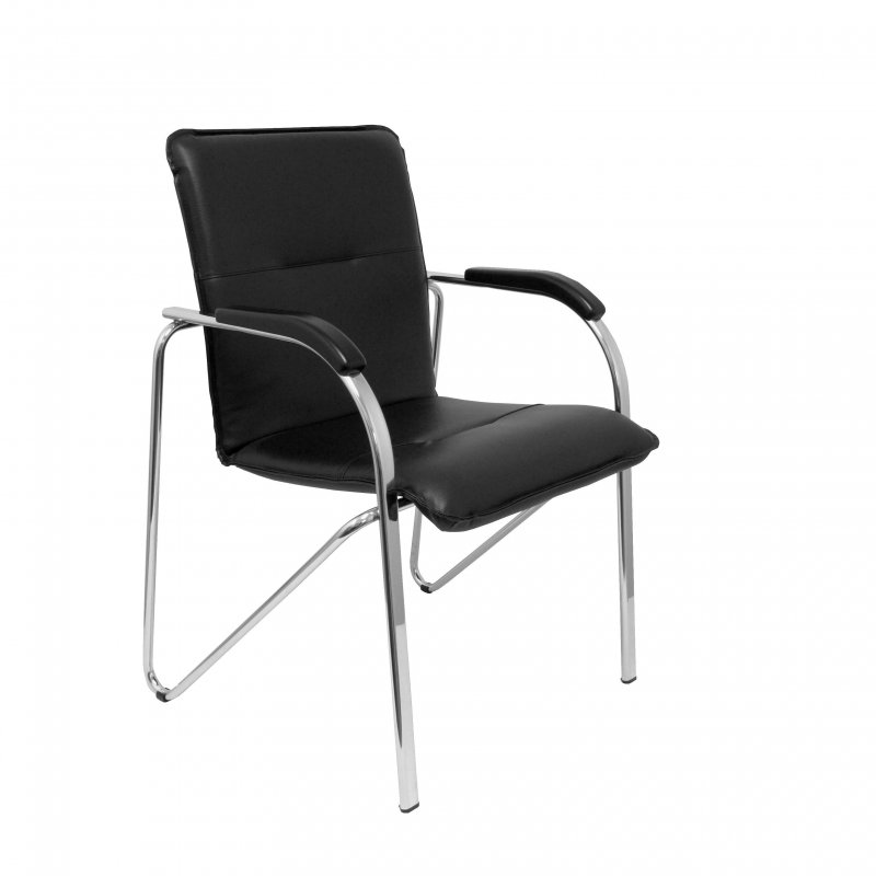 piqueras-y-crespo Piqueras y Crespo Balsa Pack 2 Chaises en Simili Cuir Black Structure Chromée