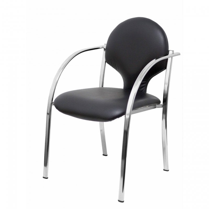 piqueras-y-crespo Piqueras y Crespo Hellin Lot de 2 chaises en simili cuir Black châssis chromé